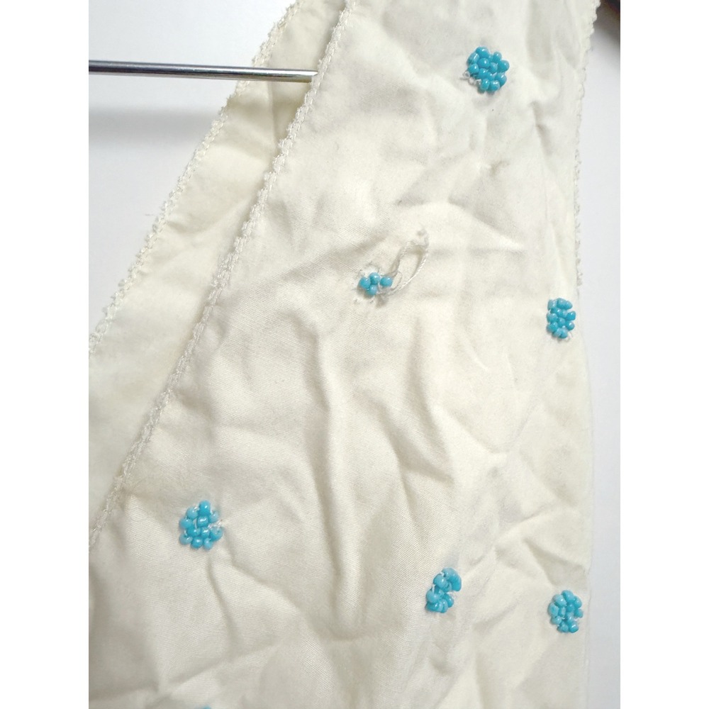 NWT J.Crew Factory Top Ivory Beaded Floral V-Neck Sleeveless Cotton Blouse 8 - Picture 4 of 9
